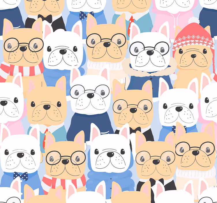 Bulldog Puppies dogs wallpaper - TenStickers