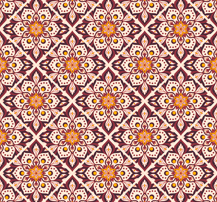 Intricate Flower Medley floral ornament wallpaper - TenStickers