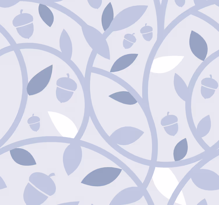 Blue acorns leaf wallpaper - TenStickers