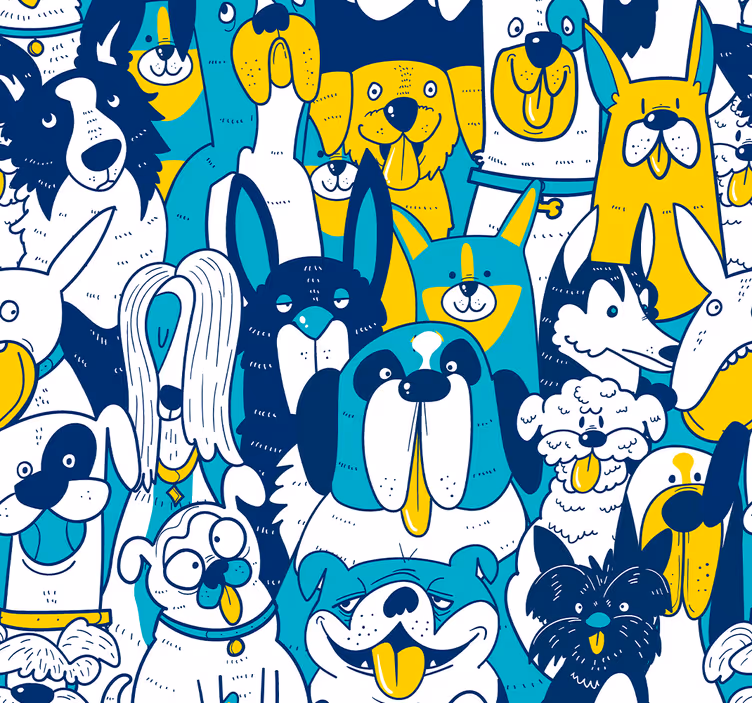 Animated Canine Assembly more animal wallpaper - TenStickers