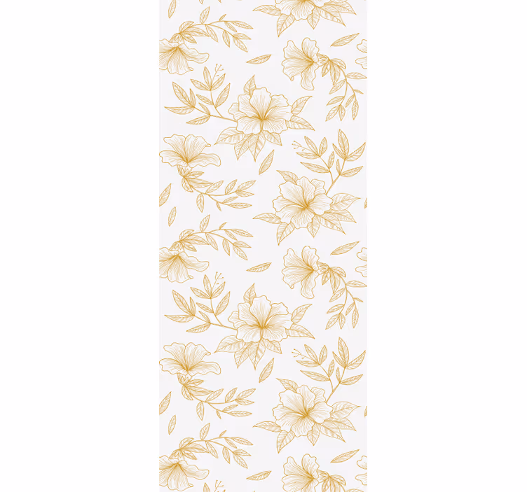 Golden Bloom Grace floral ornament wallpaper - TenStickers