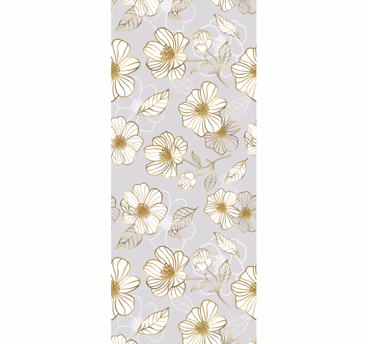 Gold floral pattern floral ornament wallpaper - TenStickers