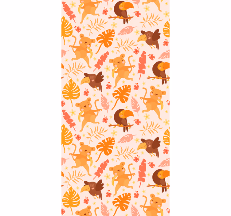 Playful Jungle Fauna cat wallpaper - TenStickers