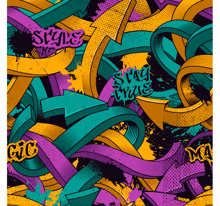 Graffiti Ribbons art wallpaper - TenStickers
