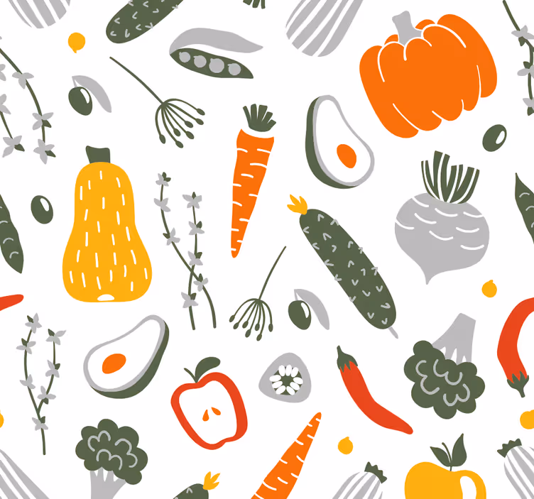 Vegetable Harvest kitchen wallpaper - TenStickers