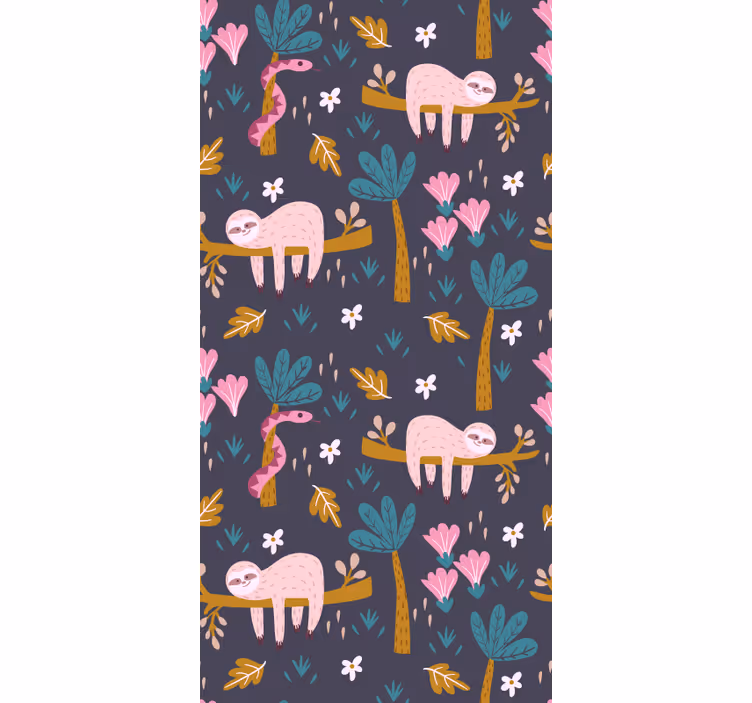 Pink Sloths more animal wallpaper - TenStickers