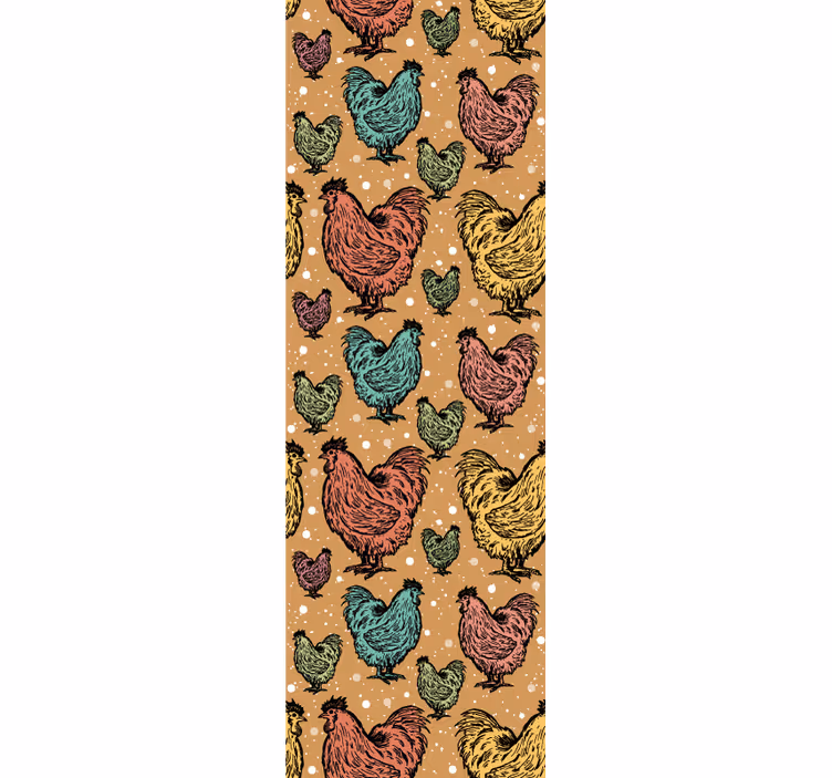 Colorful Rooster Pattern animal wallpaper - TenStickers