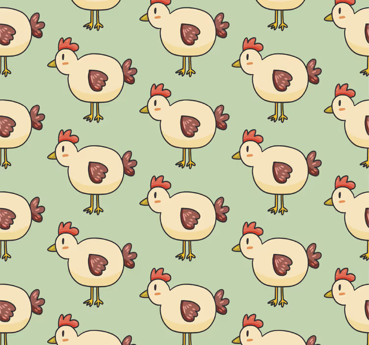 Chicken Pattern animal wallpaper - TenStickers