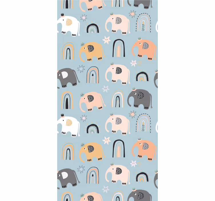 Elephant Rainbow Motifs kids wallpaper - TenStickers