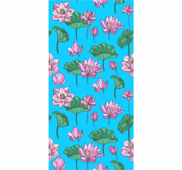 Vibrant lotus flower pattern flower wallpaper - TenStickers