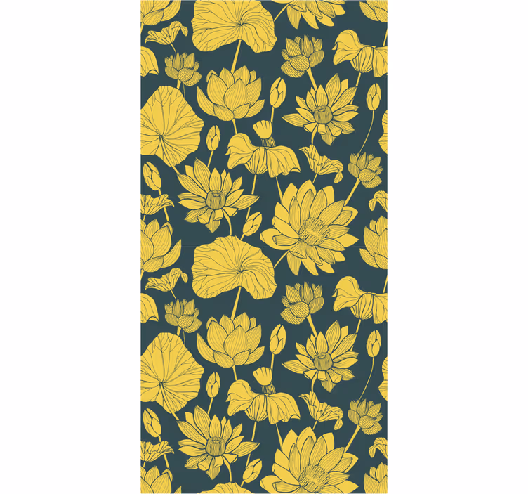 Botanical Lotus Illustration flower wallpaper - TenStickers