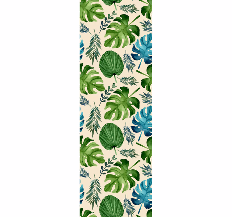 Tropical green leafs pattern leaf wallpaper - TenStickers