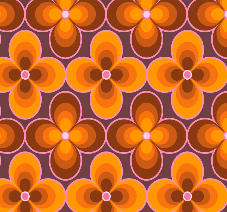 Flower retro groovy pattern vintage wallpaper - TenStickers