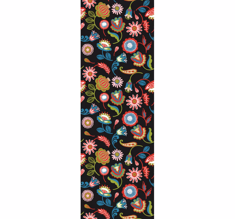 Folk Floral Concept floral ornament wallpaper - TenStickers