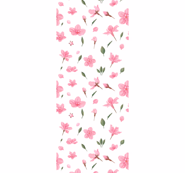 Pink Blossom Pattern flower wallpaper - TenStickers