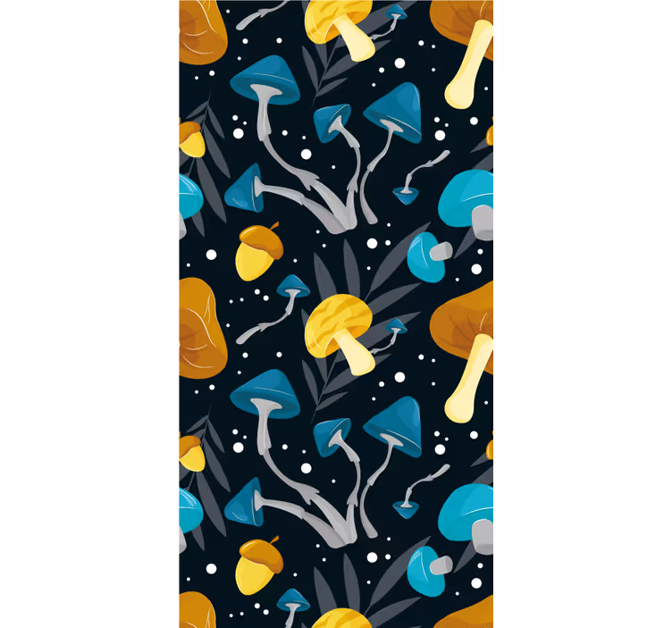 Stylized Mushrooms leaf wallpaper - TenStickers