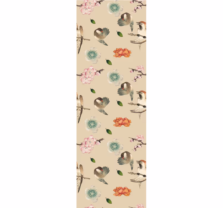 Charming Bird Blooms flower wallpaper - TenStickers