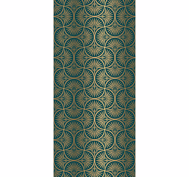Turquoise and gold art style vintage wallpaper - TenStickers
