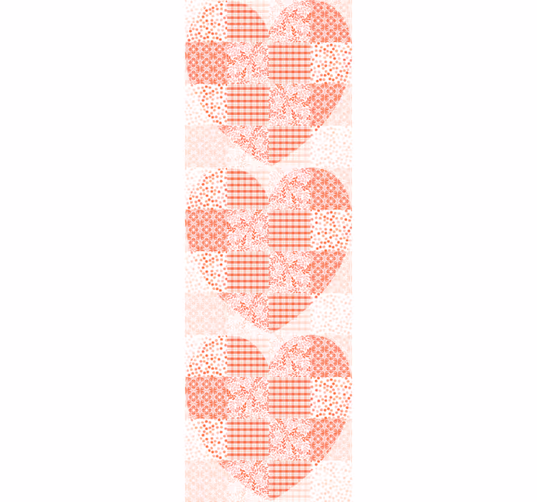 Heart Patchwork Pattern floral ornament wallpaper - TenStickers