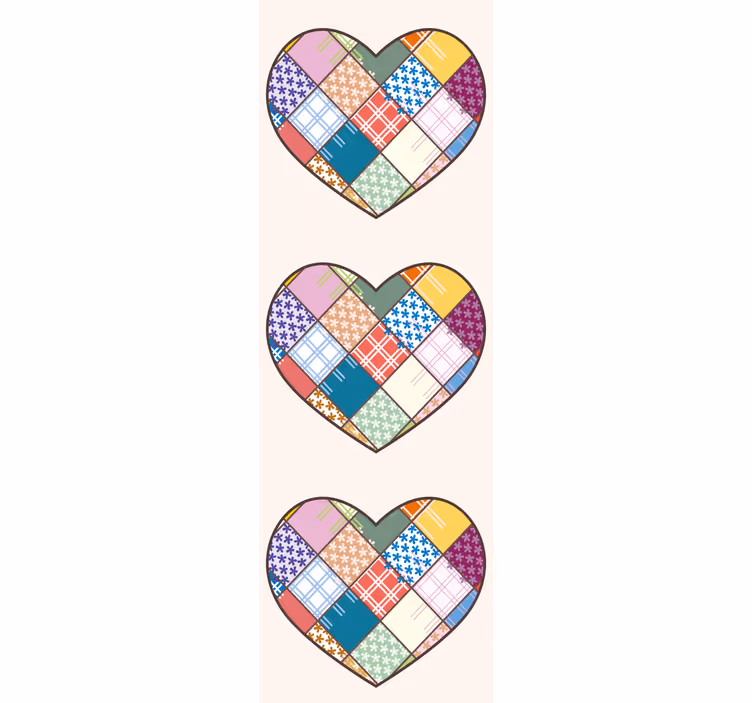 Patchwork Heart Design floral ornament wallpaper - TenStickers
