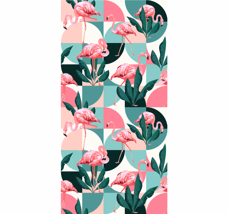 Flamingo Tropical Pattern jungle wallpaper - TenStickers