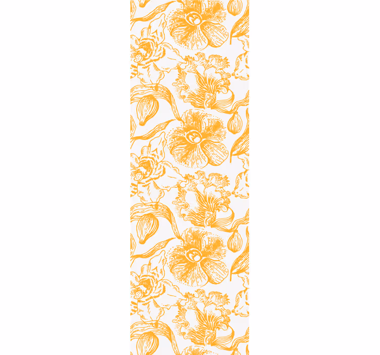 Yellow vintage pattern flower wallpaper - TenStickers