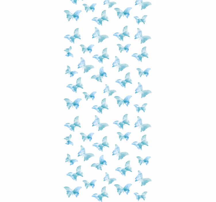 Blue and white motif butterfly wallpaper - TenStickers