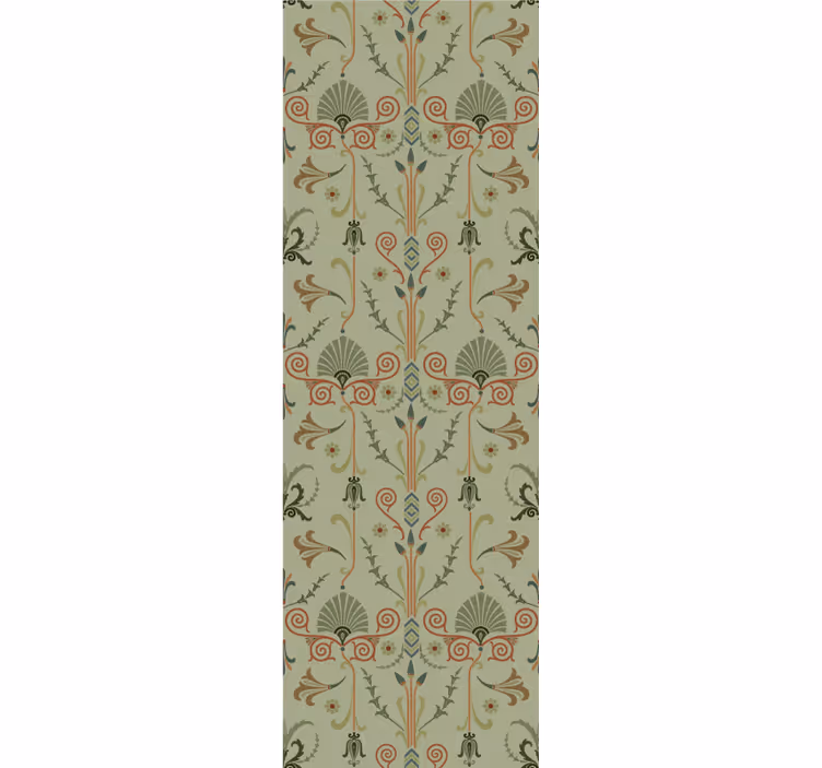 Green classic pattern with flowers wallpaper - TenStickers