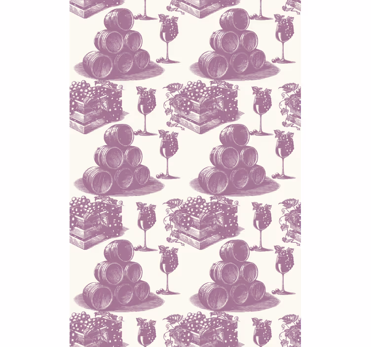 Rustic wallpaper grapes and barrels design - TenStickers