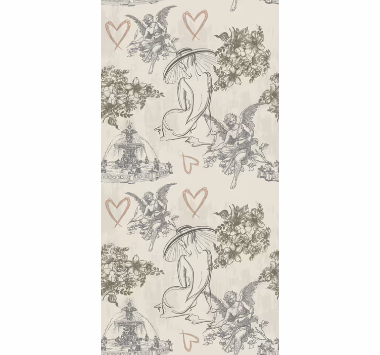 Vintage french romantic pattern Wallpaper - TenStickers