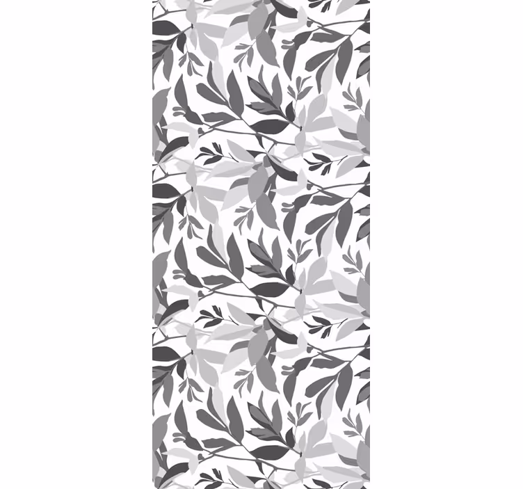 Horizontal gray pattern leaf wallpaper - TenStickers