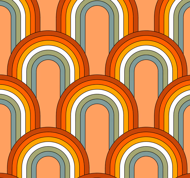 70s rainbow pattern Living room wallpaper - TenStickers