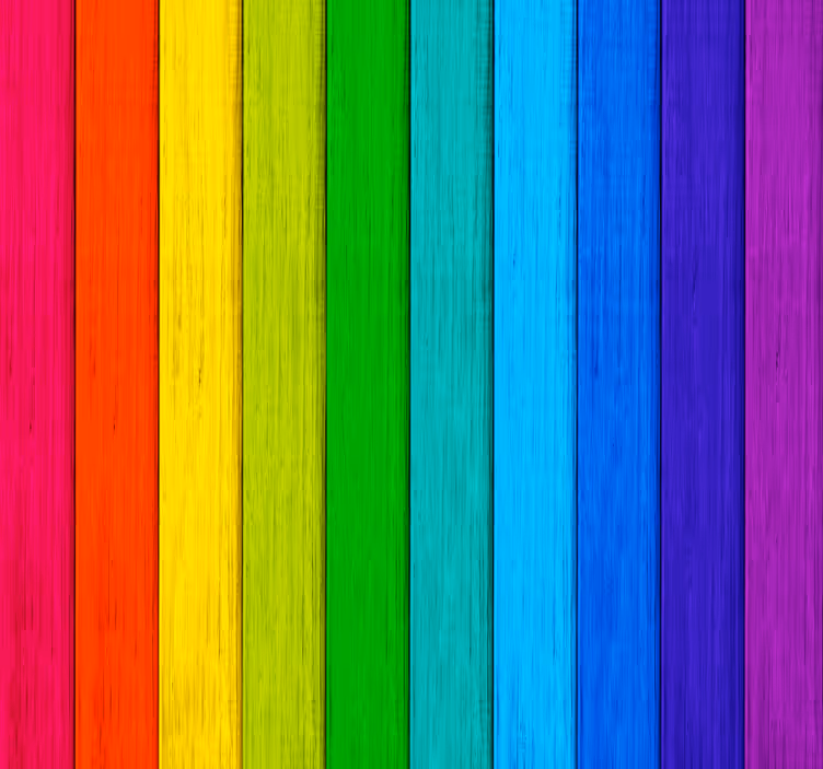 Rainbow colored wooden slats Abstract wallpaper - TenStickers