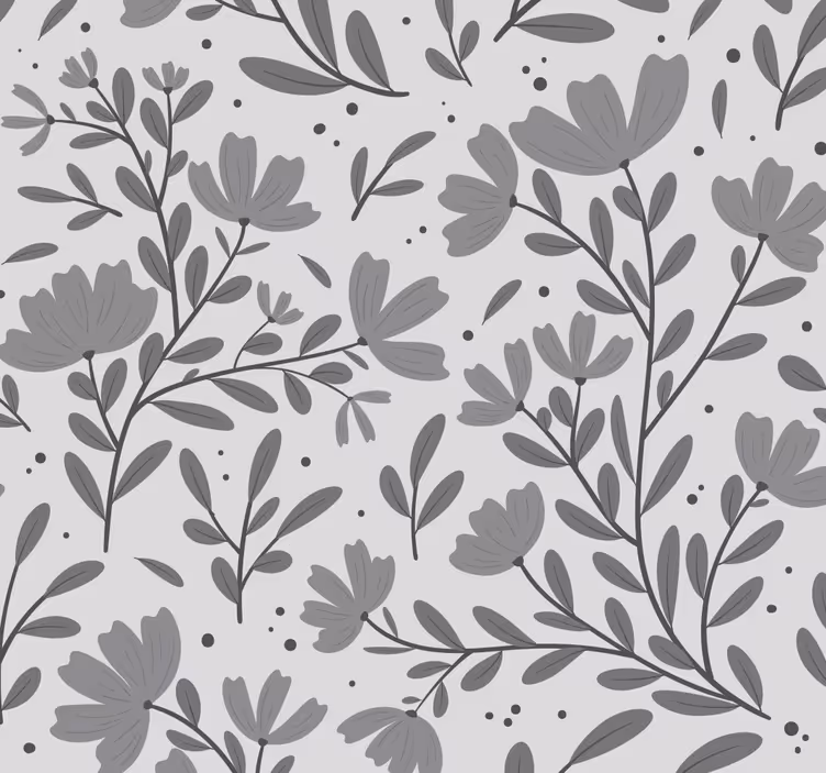 Grey flowers pattern Headboard wallpaper - TenStickers
