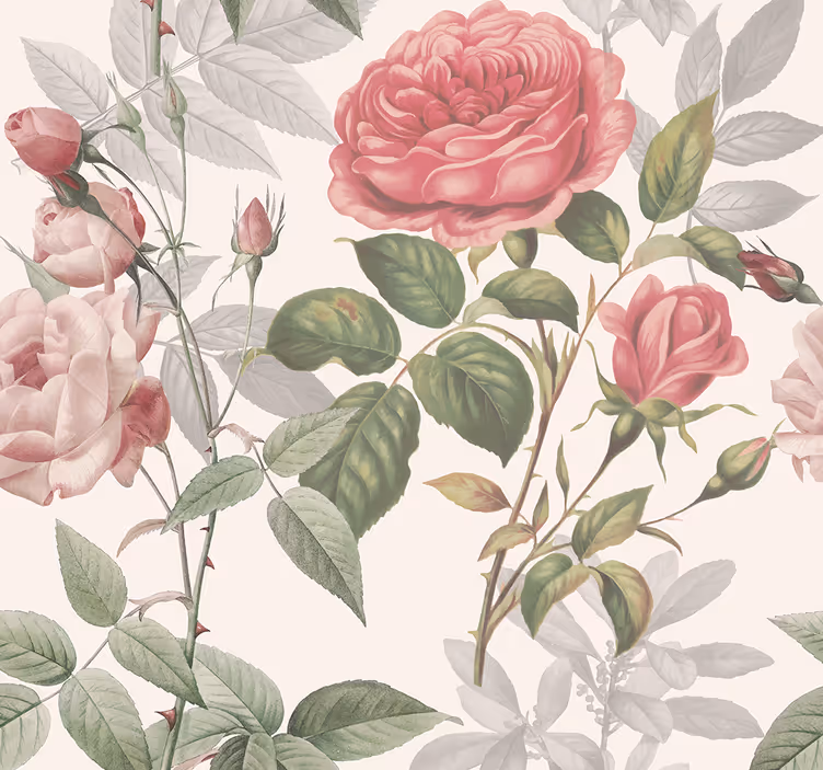 Large roses headboard Floral wallpaper - TenStickers