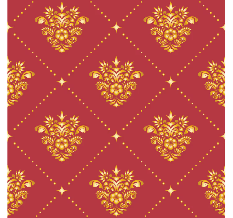 golden damask pattern Baroque wallpaper - TenStickers