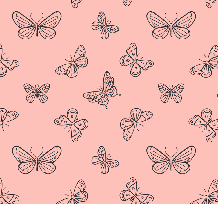 Butterfly Pattern pink wallpaper - TenStickers