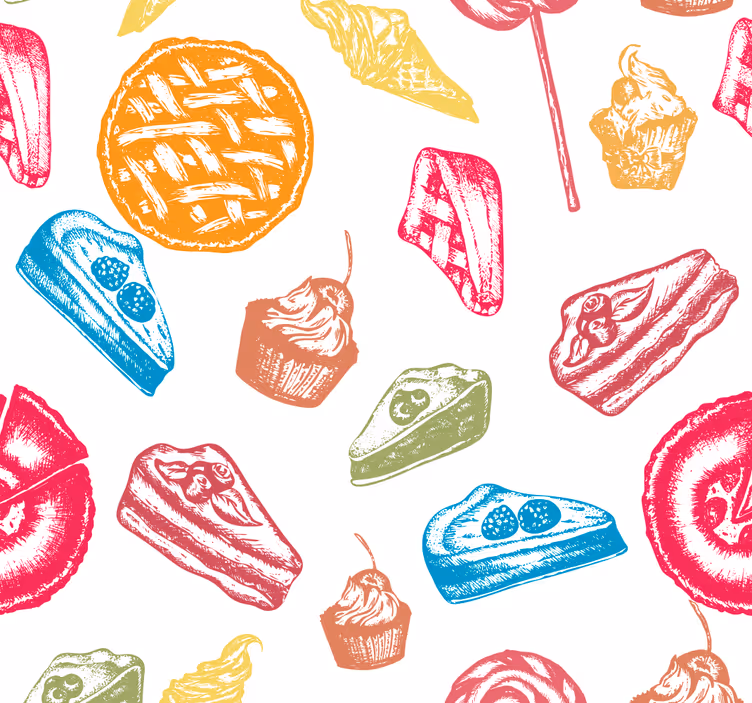 Sweet Treats Pattern kitchen wallpaper - TenStickers