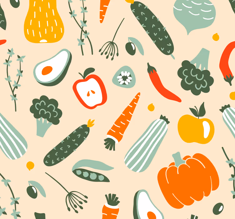Vegetable Pattern kitchen wallpaper - TenStickers