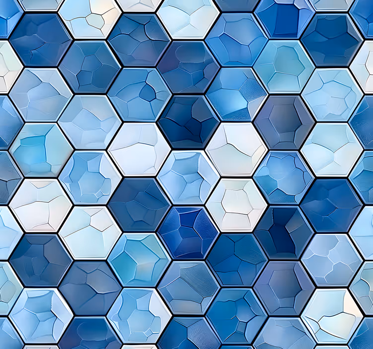 Blue tiles effect office wallpaper - TenStickers