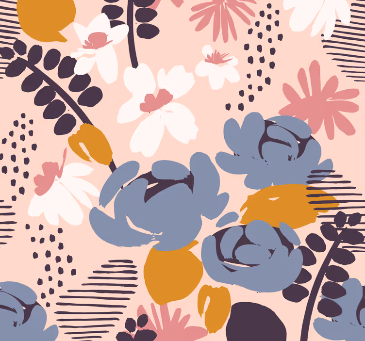 Floral Botanical Pattern flower ornament wallpaper - TenStickers