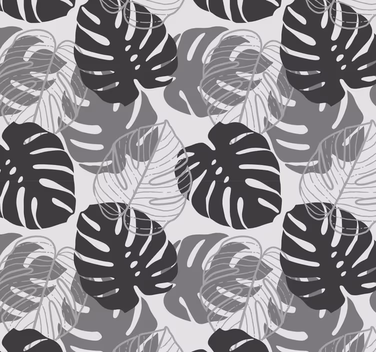 Leaf wallpaper monochrome leaf design - TenStickers