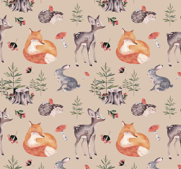 Kids' forest pattern more animal wallpaper - TenStickers