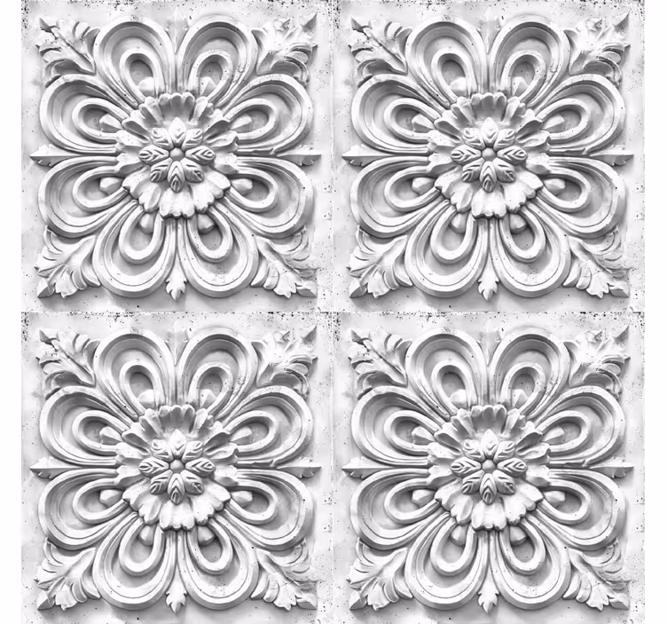 White tiles baroque wallpaper - TenStickers