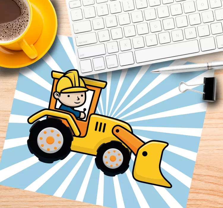 Cartoon excavator working original mouse pad - TenStickers