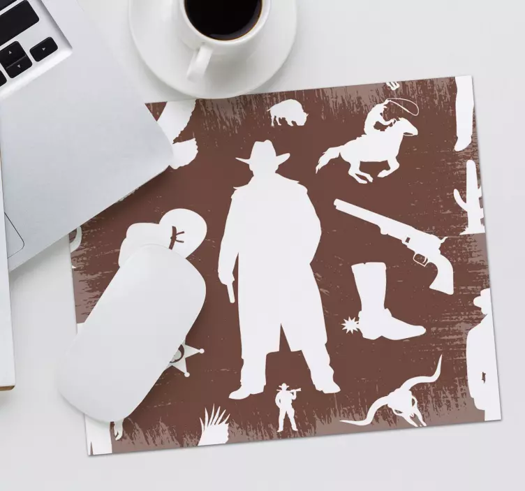 Cowboy and horses pattern mouse pad - TenStickers
