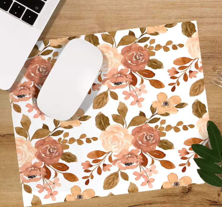 Elegant pink pastel flowers original mouse pad - TenStickers