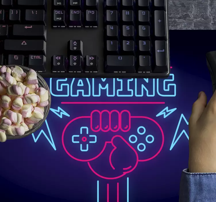 Gaming Logo With Neon Lights mouse pad - TenStickers