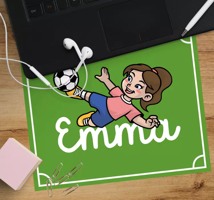 Girl football player with name  mouse mat - TenStickers
