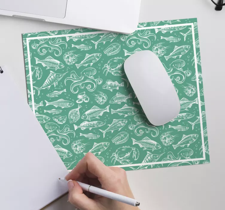 Hand drawing of fish mouse pad - TenStickers